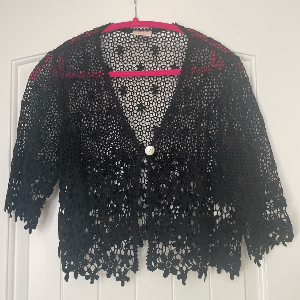 🕸️Bedford Fair Black Crochet Cardigan🕸️